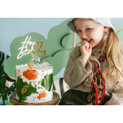 Happy Birthday-Topper, goldfarben, 18 cm groß