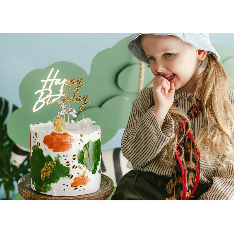 Topper Happy Birthday złoty 18 cm duży