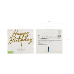 Topper Happy Birthday złoty 18 cm duży