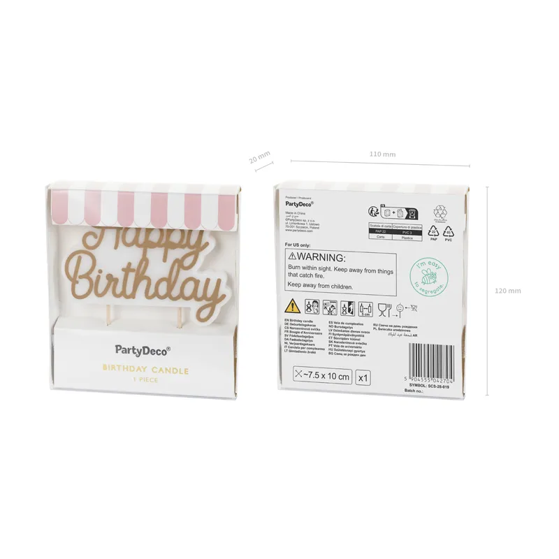 Świeczka urodzinowa napis Happy Birthday 