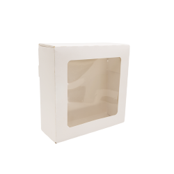 Opakowanie na ciasto 22x22x8 cm BIAŁE Z OKNEM