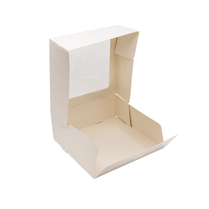 Opakowanie na ciasto 22x22x8 cm BIAŁE Z OKNEM