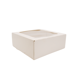 Opakowanie na ciasto 22x22x8 cm BIAŁE Z OKNEM