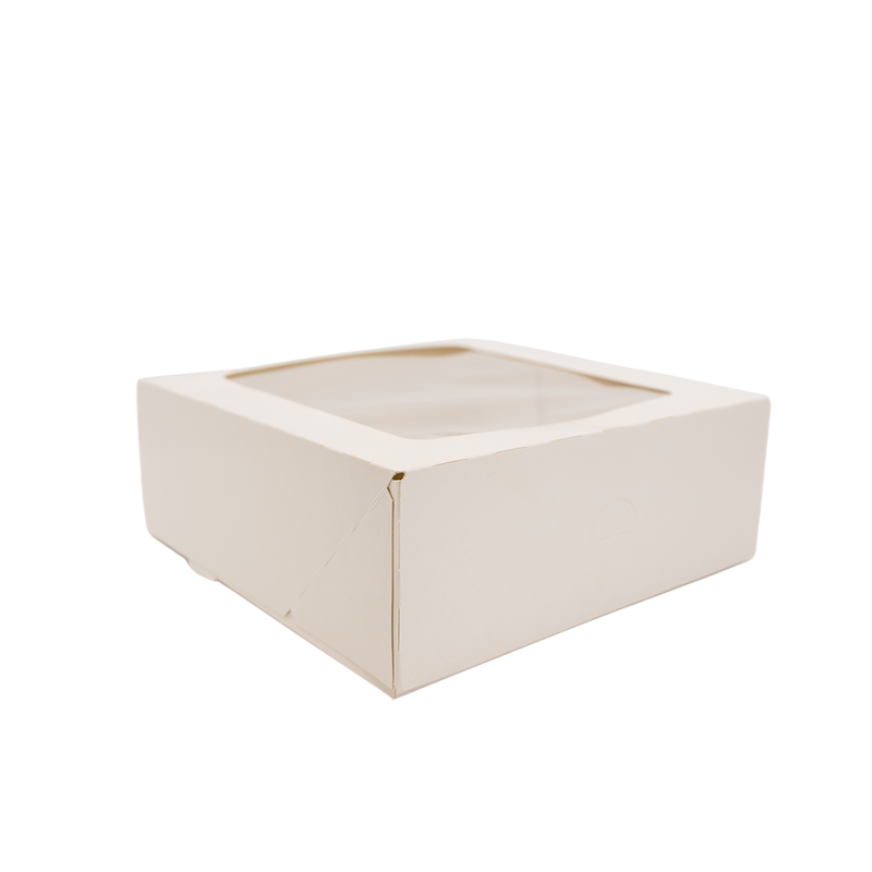 Opakowanie na ciasto 22x22x8 cm BIAŁE Z OKNEM
