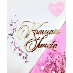 Dekor Miniowelove Topper na bok tortu złoty Komunia Święta 12 cm...