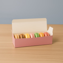 Pudełko kartonik na makaroniki ŚREDNIE 20x4,5 cm Różowe bez okna