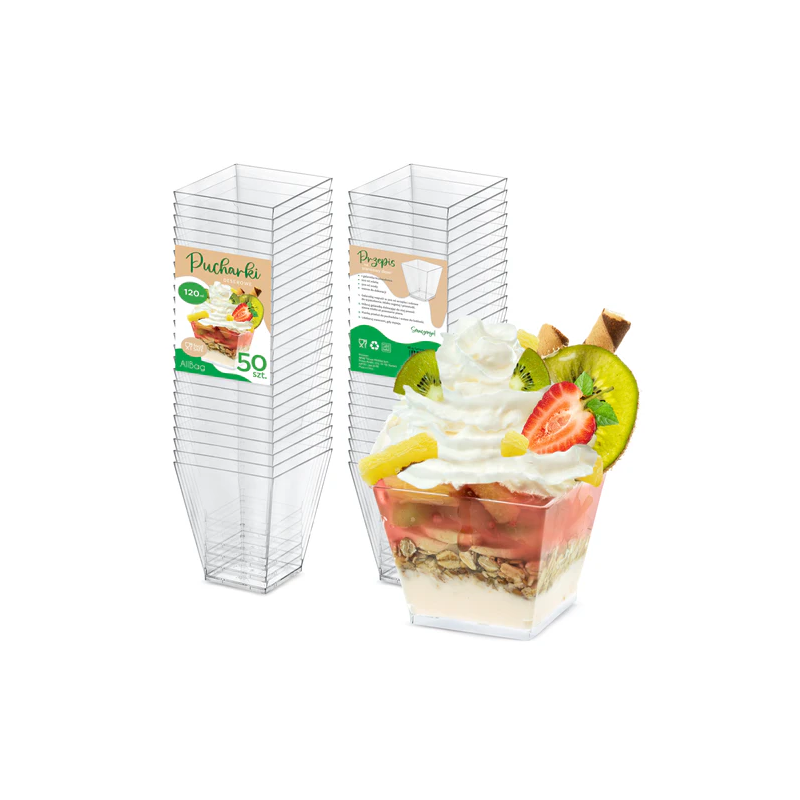 Pucharek kwadratowy 120 ml zestaw 50 szt. AllBag