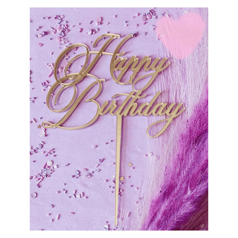 Topper Miniowelove złoty Happy Birthday 12 cm wersja elegancka
