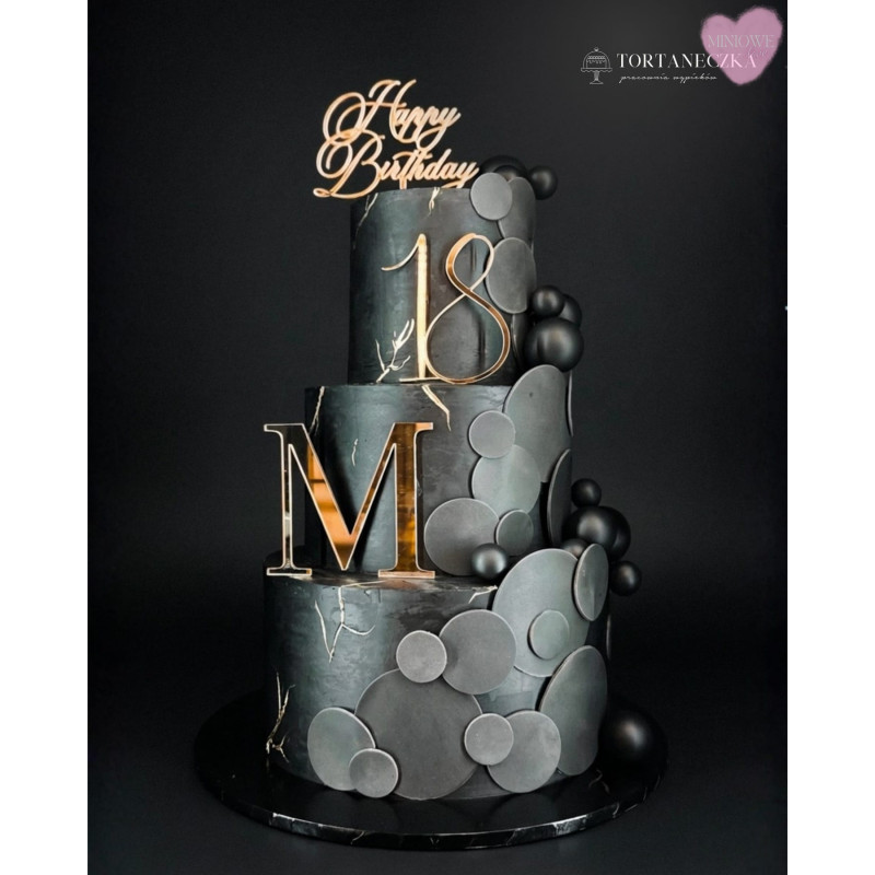Topper Miniowelove złoty Happy Birthday 12 cm wersja elegancka