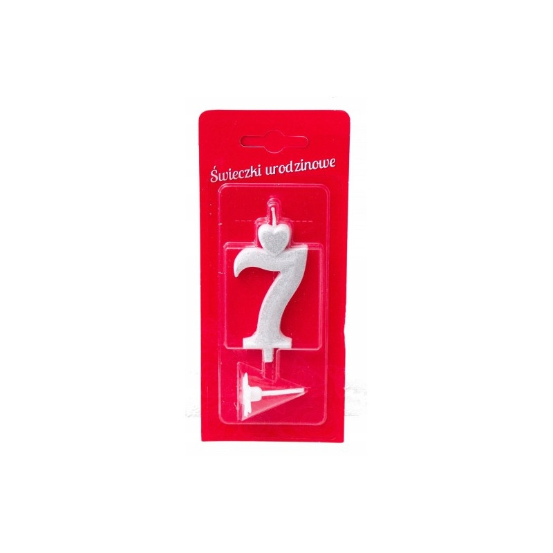 Świeczka cyferka Biała 7 urodzinowa