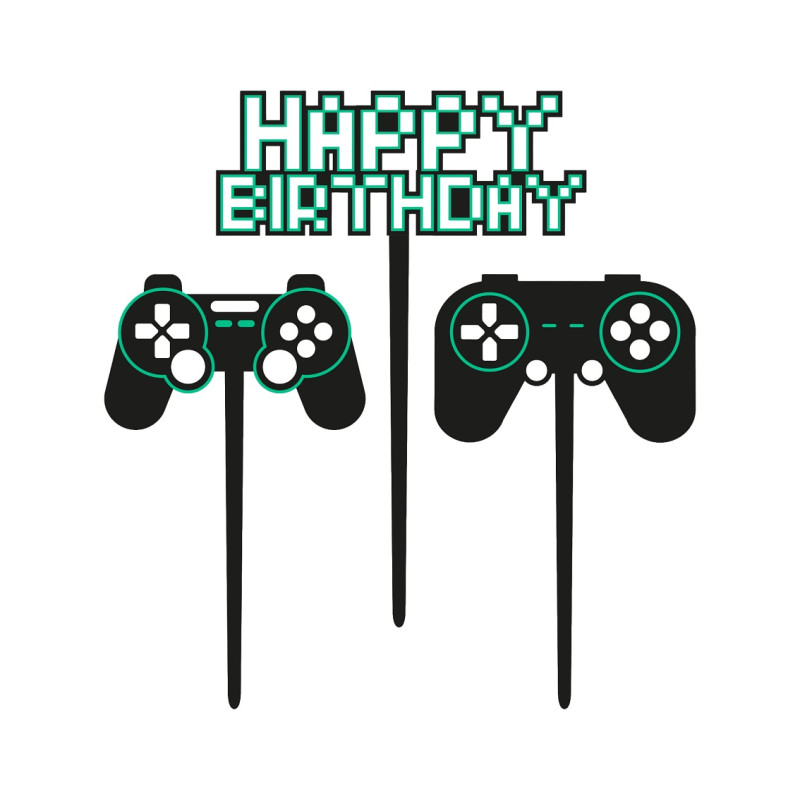 Topper GAMER Happy Birthday Ozdoba na tort gracza