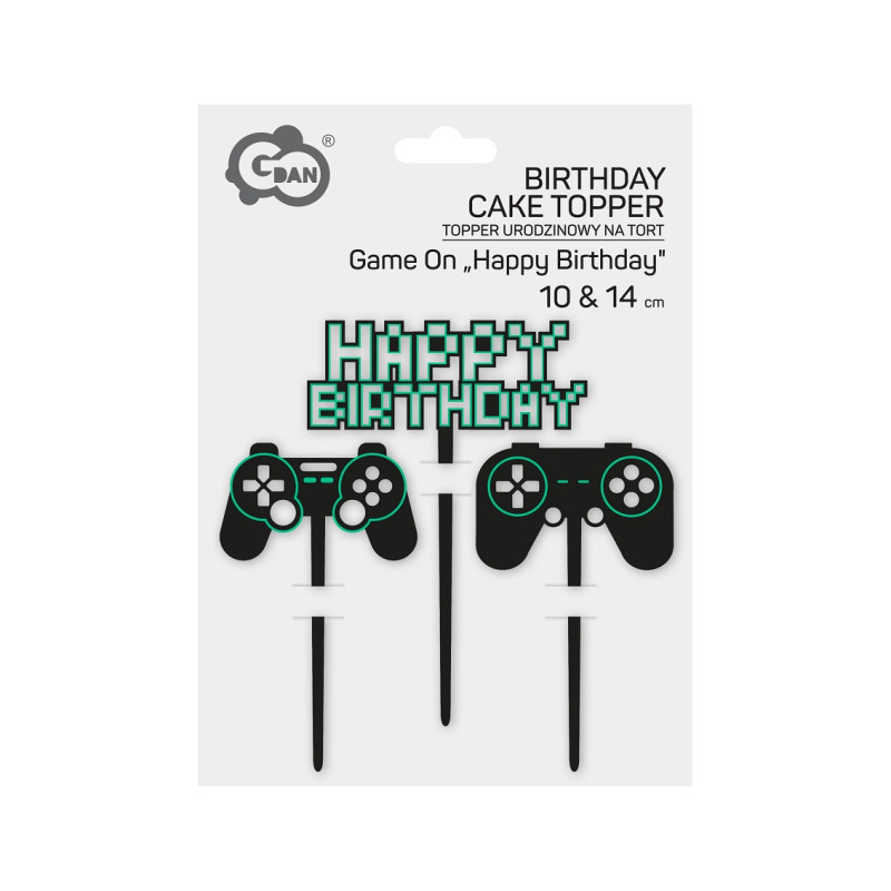 Topper GAMER Happy Birthday Ozdoba na tort gracza