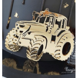 Dekor Miniowelove Topper na bok tortu złoty Traktor 13 cm 