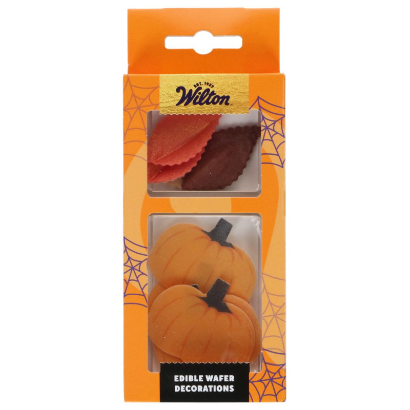 Dekoracje z opłatka waflowe Dynie 10 sztuk Wilton Halloween