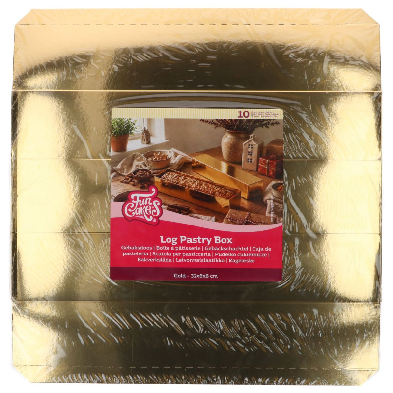 Opakowanie na ciasto długie 32x6x6 cm Pudełko złote