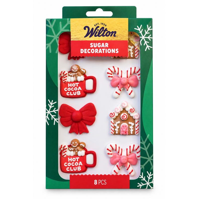 Dekoracje cukrowe Wilton 8 szt. Cukierkowe Święta