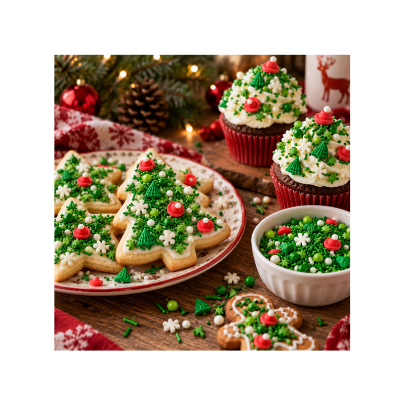 Рождественская посыпка Slado Christmas Magic Sprinkles 50 г: снежинки, ёлочки, шапки.