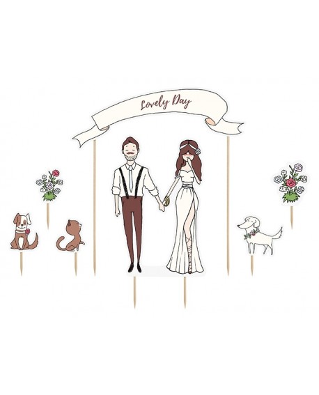 LOVELY DAY Cake Topper Bridal Couple Decorations