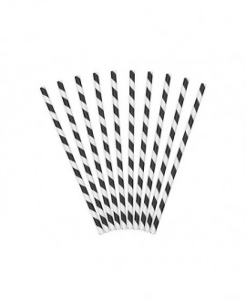 Paper straws 10 pcs. BLACK STRIPS