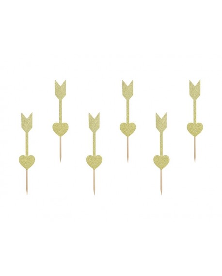 Deko-Picker PartyDeco goldene Pfeile 8,5 x 2,5 cm + patyczek 6 Stk.