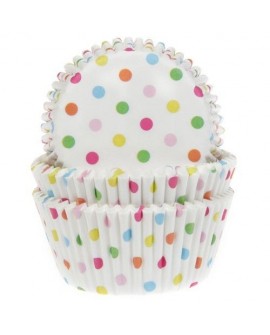 muffin- és cupcake kapszlik House of Marie fehér w kolorowe pöttyök...