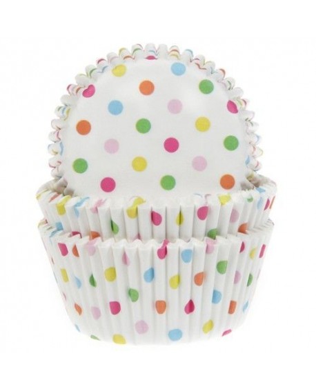 košíčky na muffiny a cupcakes House of Marie biele w kolorowe bodky štandardný cca 51 mm 50 ks