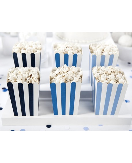 Popcorn box BLUE stripes 6 pcs. Popcorn box BLUE stripes 6 pcs.