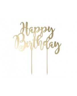 Topper "Happy Birthday" ZŁOTY Ozdoba na tort