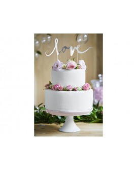 Topper LOVE - SREBRNY Ozdoba na tort