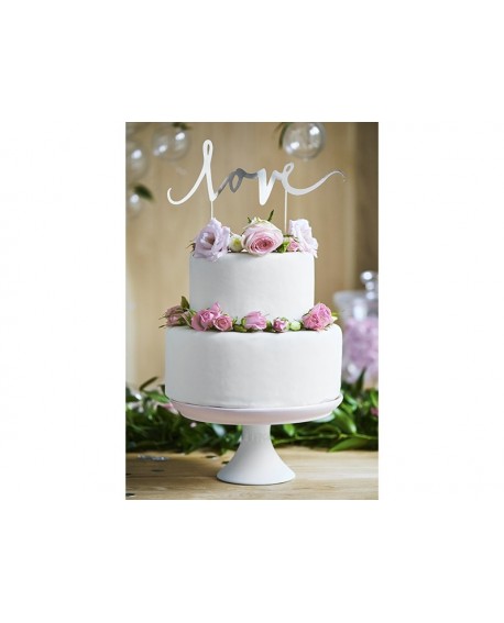 Topper LOVE - STŘÍBRNÁ Ozdoba na tort