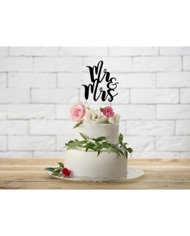Topper "Mr AND Mrs" CZARNY Ozdoba na tort