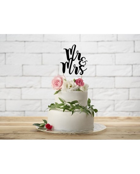 Topper "Mr AND Mrs" CZARNY Ozdoba na tort