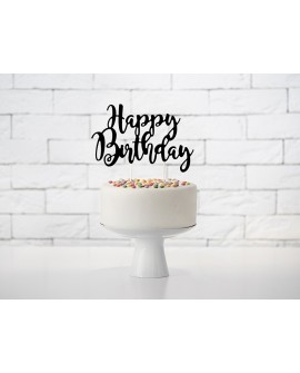 Topper "Happy Birthday" CZARNY Ozdoba na tort