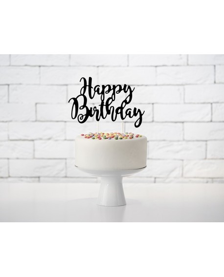 Topper "Happy Birthday" Čierny Dekorácia na torty