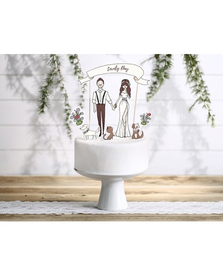 LOVELY DAY Cake Topper Bridal Couple Decorations