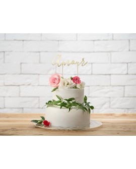 Tortentopper PartyDeco gold 19 x 7 cm + patyczki