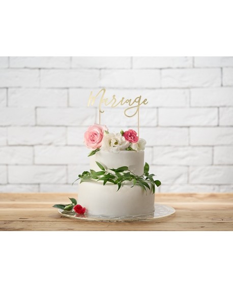 топер для торта PartyDeco золотий 19 x 8 cm + patyczki