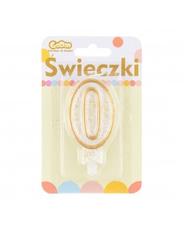 Świeczka cyferka 0 ZŁOTY KONTUR