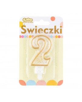 Świeczka cyferka 2 ZŁOTY KONTUR Świeczka cyferka 2 ZŁOTY KONTUR