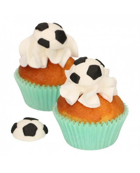6 Edible 3D Soccer Balls Sugar Cupcake Birthday Cake Decorations | eBay