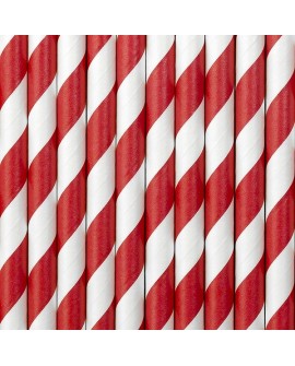 Papierstrohhalme 10 Stk. rote Streifen