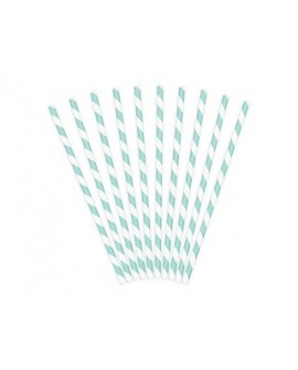 Paper straws 10 pcs. BLUE STRIPES