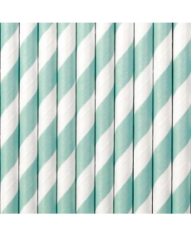 Słomki papierowe 10 szt. BŁĘKITNE PASKI