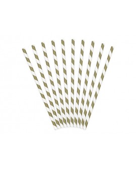 Papierstrohhalme 10 Stk. GOLDEN STRIPS