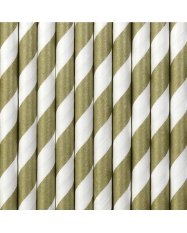 Papierstrohhalme 10 Stk. GOLDEN STRIPS