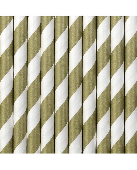 Papierstrohhalme 10 Stk. GOLDEN STRIPS