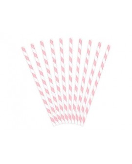 Papierstrohhalme 10 Stk. rosa, Streifen I