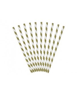 Papierstrohhalme 10Stk Streifen, gold