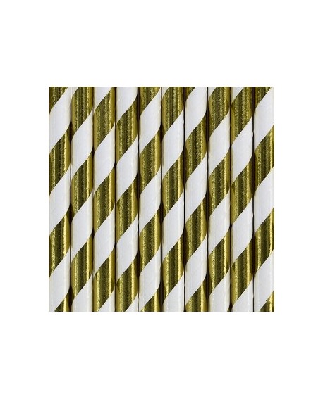 паперові трубочки для холодних напоїв PartyDeco золоті металlic 0,6 cm 10 шт. 19,7 cm