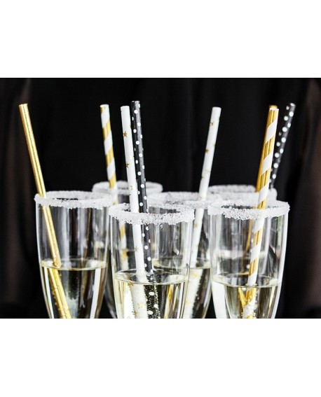 паперові трубочки для холодних напоїв PartyDeco срібні металiczne 0,6 cm 10 шт.